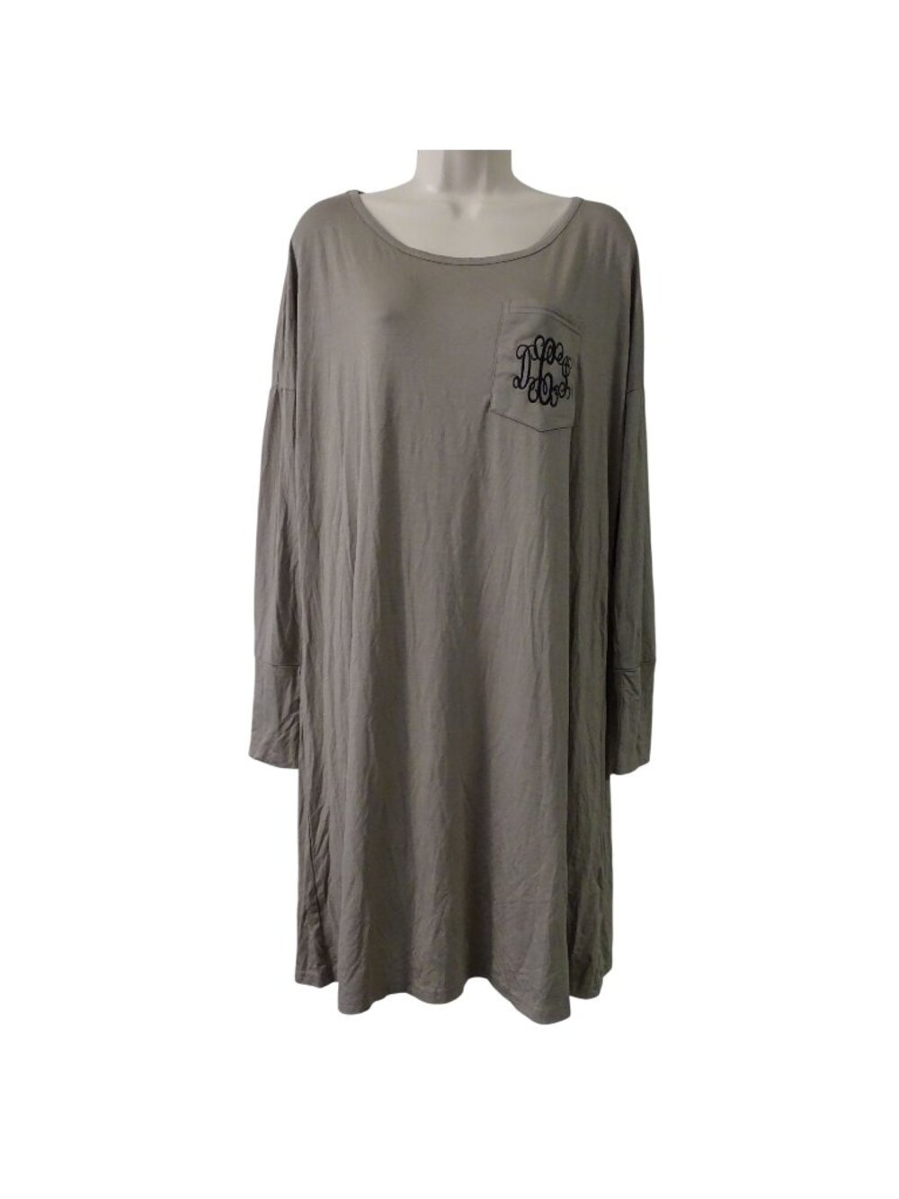 Marleylilly Women Brown Swing Dress Size L XL Long Sleeve Lounge Casual MONOGRAM